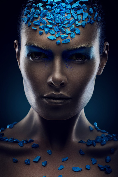 Woman in blue stones - Foto, Imagen
