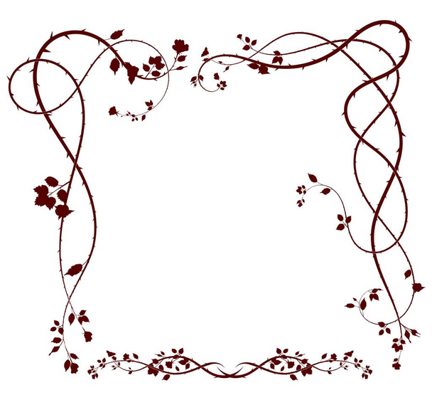 植物の花やとげを織るフレーム。ドードルスケッチストック - 写真・画像