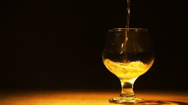 Gold cognac, brandy is poured - Imágenes, Vídeo