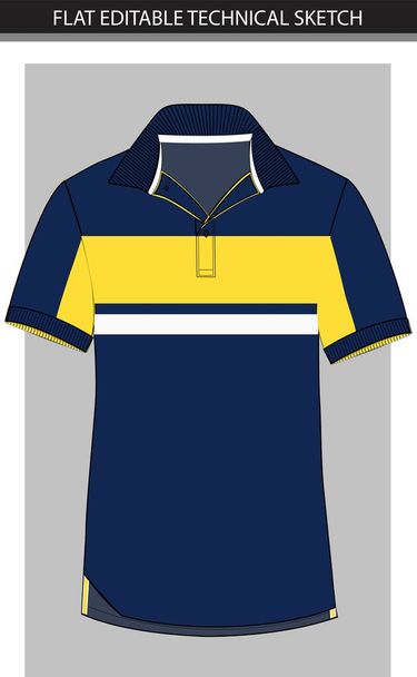 Polo Shirt színblokk Design Vector lapos vázlat illusztráció fájl - Fotó, kép