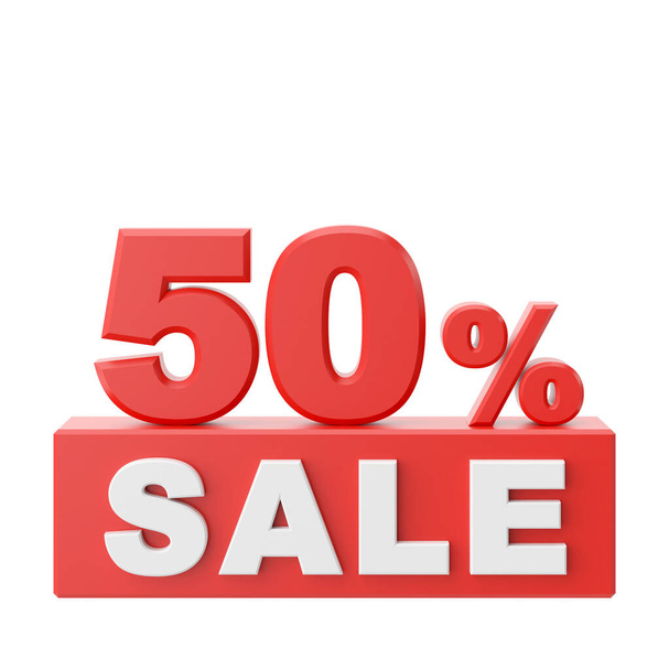 3D fifty percent sale. 50% sale. Sale banner decoration. - 写真・画像