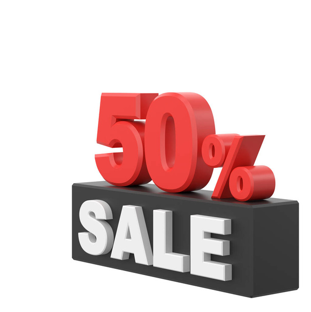 3D fifty percent sale. 50% sale. Sale banner decoration. - Foto, imagen
