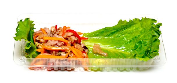 Aperitivo plato de primer plano de mariscos y verduras
 - Foto, imagen