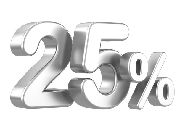 3D 25%. Twenty five percent. 3D illustration. - Фото, изображение