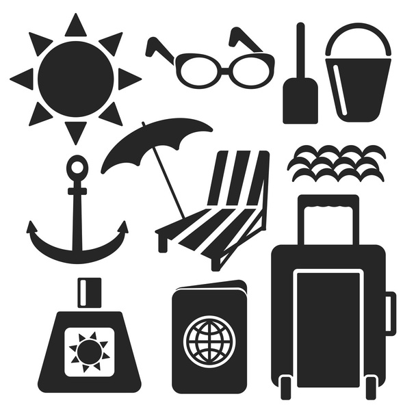 Set of summer web and mobile icons. Vector. - Vector, imagen