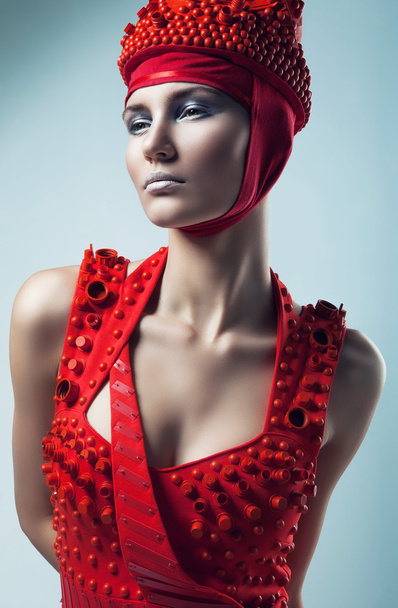 Woman in red hat - Foto, Bild