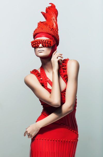 Woman in red dress - Foto, immagini