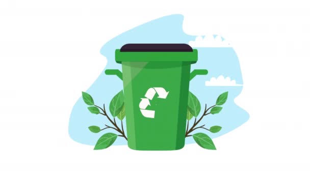 Recycling-Pfeile in der Mülltonne Ökologie Animation 4k Video animiert - Filmmaterial, Video