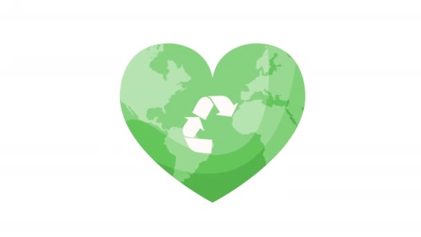 Recycle Pfeile in Herz Ökologie Animation 4k Video animiert - Filmmaterial, Video