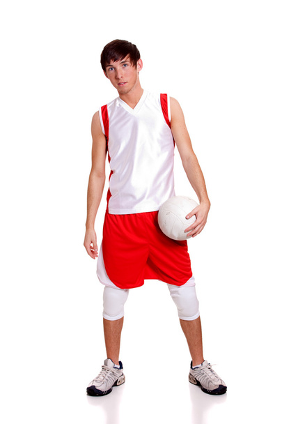 Male volleyball player. Studio shot over white. - Photo, Image
