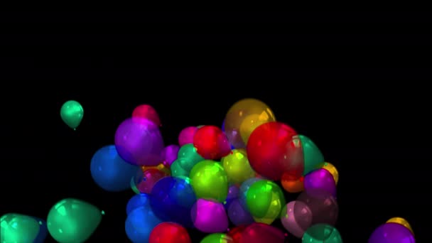 Multi gekleurde luchtballonnen vliegen Bottom to top loop Animatie video transparante achtergrond met alfa kanaal. - Video