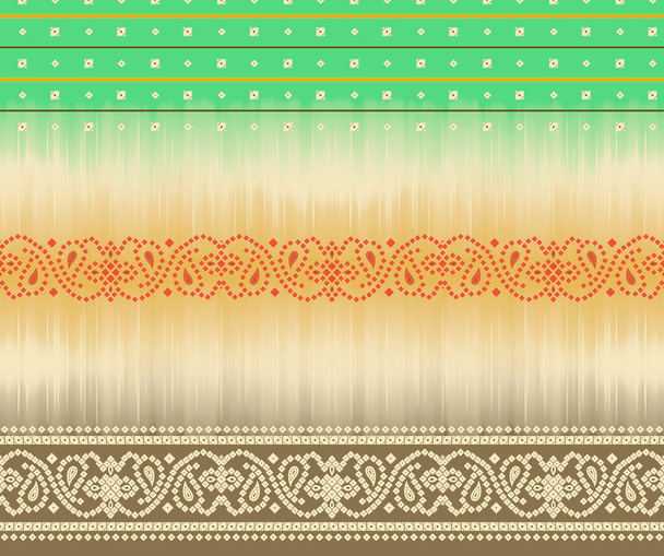 Textile Design Print Shirt Motivo digital. frontera chunri textil multicolor. - Foto, Imagen