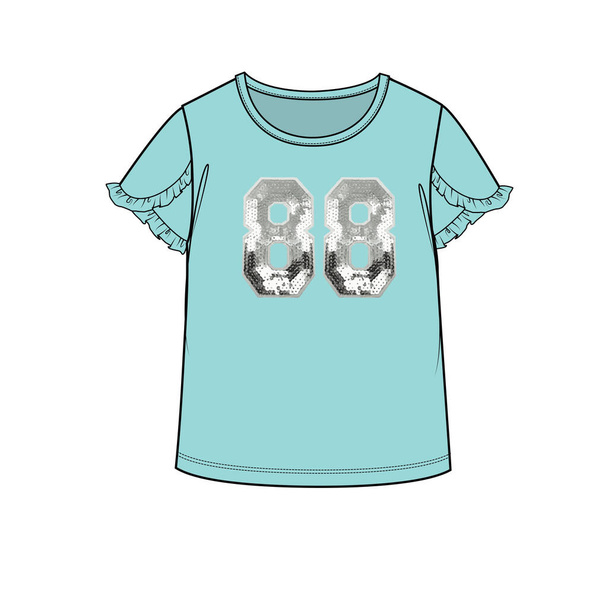 FRILLED SLEEVES WITH SEQUIN EMBROIDERY KNIT TOP FOR KID GIRLS AND TEEN GIRLS IN EDITABLE VECTOR FILE - Vektor, obrázek