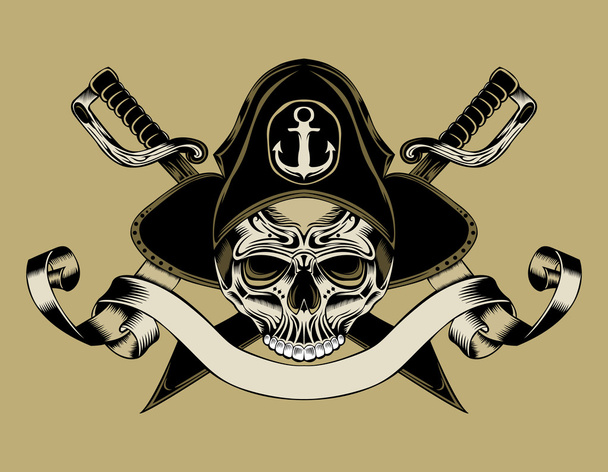 Ilustración del cráneo pirata
. - Vector, Imagen