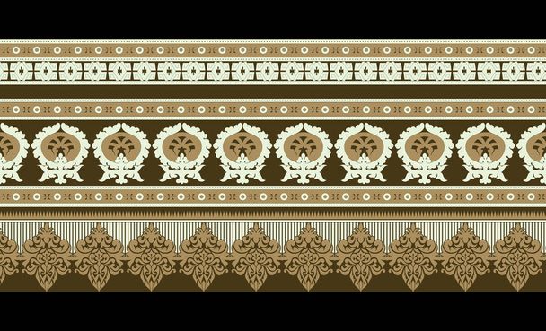 Textile Digital Ikat Ethnic Design Set of damask Border Baroque Pattern wallpapers gift card Frame for women cloth use Mughal Paisley Abstract Vintage Turkish Indian classical texture print in fabrics - Фото, зображення