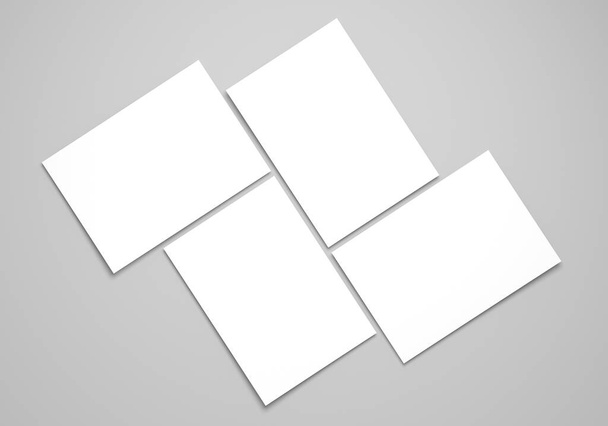 Blank sheet of paper on white background. Poster or flyer mockup or template for custom design. 3D Illustration - 写真・画像