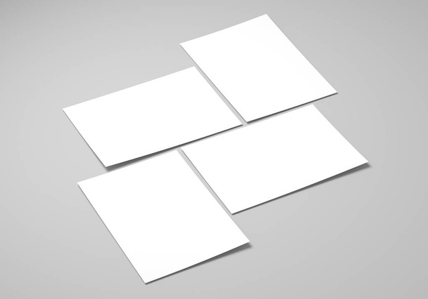 Blank sheet of paper on white background. Poster or flyer mockup or template for custom design. 3D Illustration - Photo, Image