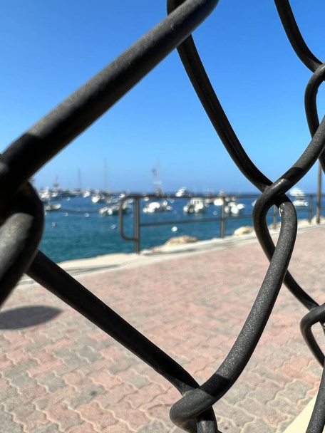 View of Catalina Island through a fence - Photo, image
