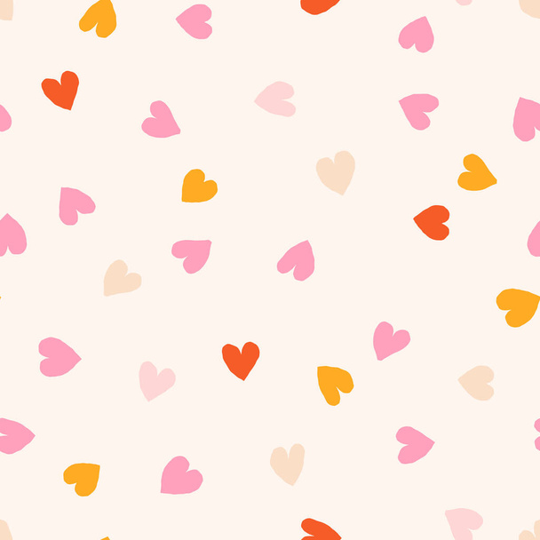 Cute seamless pattern with small hand drawn hearts. Vector hearted texture. Romantic background with small hearts - Vektor, obrázek