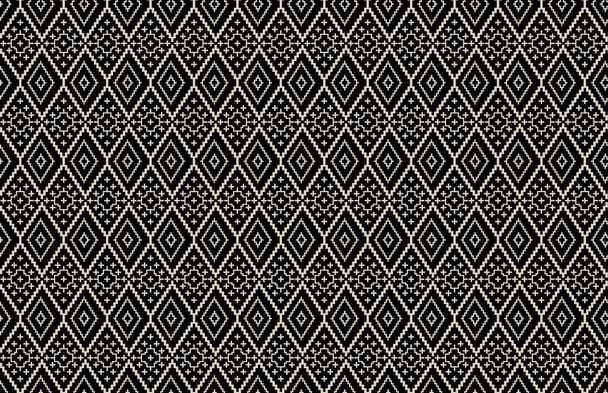 Mooi Thais naadloos patroon.geometrisch etnisch oosters patroon traditioneel op zwarte achtergrond.Azteekse stijl, borduurwerk, abstract, illustratie.ontwerp voor textuur, stof, kleding, verpakking, tapijt - Foto, afbeelding