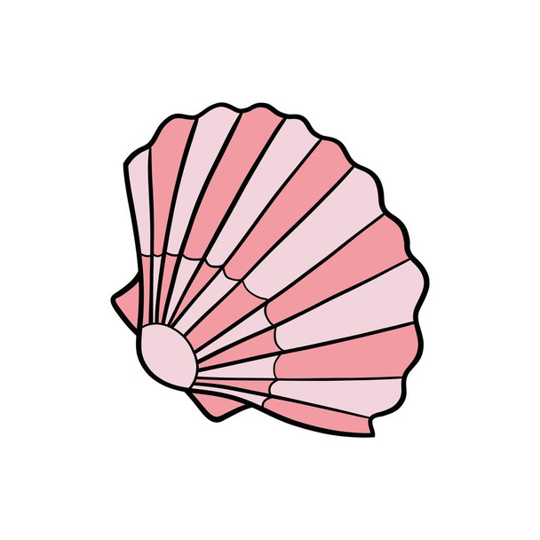 Shell vector icon. Simple flat symbol on white background, hand drawn - Vettoriali, immagini