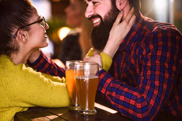 young couple in love at the bar  - Photo, Image