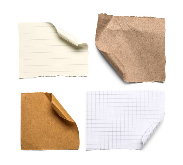 Různé kusy papíru listy izolované na bílém pozadí - Fotografie, Obrázek