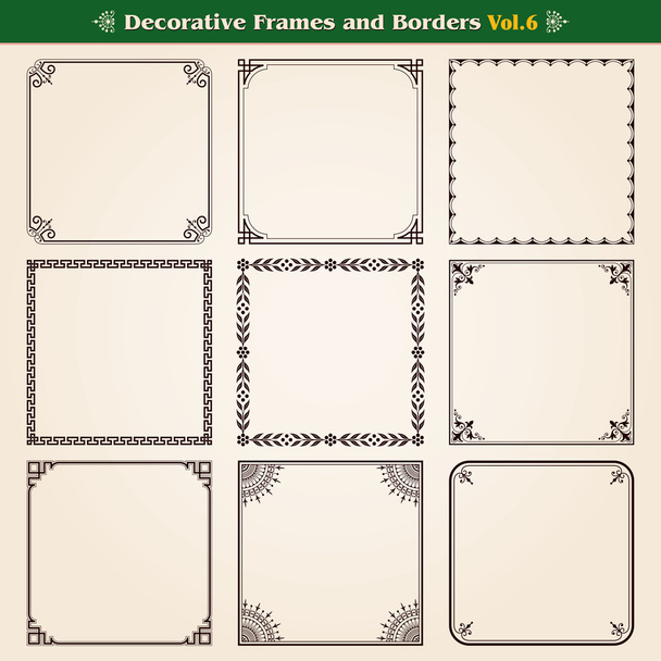 Decorative frames and borders set 6 vector - Vector, Image