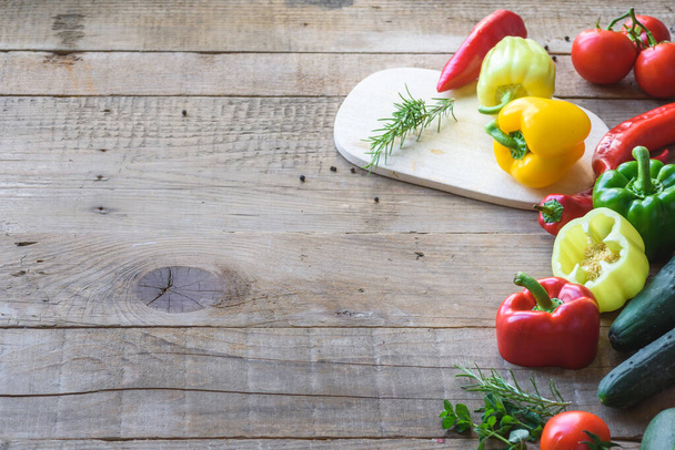 fresh vegetables on wooden background - Photo, Image