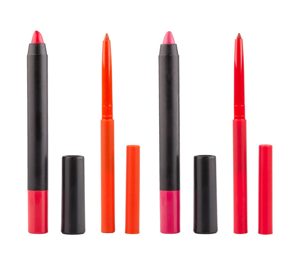 Ustaw Lip Pencil na białym. produkt kosmetyczny - Zdjęcie, obraz
