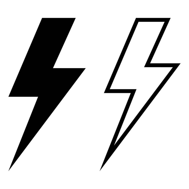 İki stilde yıldırım elektrik ikonu. Enerji ve gök gürültüsü elektrik sembolü. vektör illüstrasyonu - Vektör, Görsel