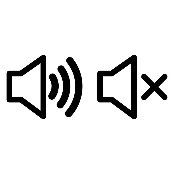 haut-parleur et muet vecteur d'icônes de volume dans le style ligne isolé sur fond blanc - Vecteur, image