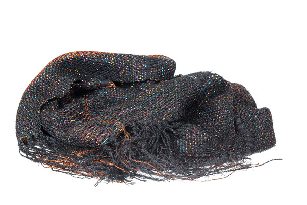 bunte handgefertigte Halsketten oder Schal aus Woll-Strickstoff - Foto, Bild