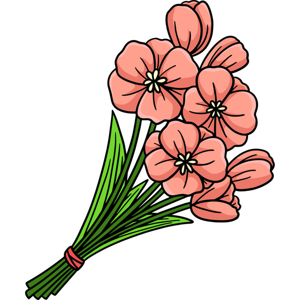 Ez a rajzfilm előfizetői mutatja csokor virág illusztráció. - Vektor, kép