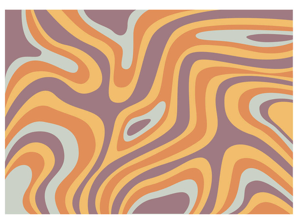 Vector wavy groovy 70s color background in retro psychedelic style. - Vector, Image
