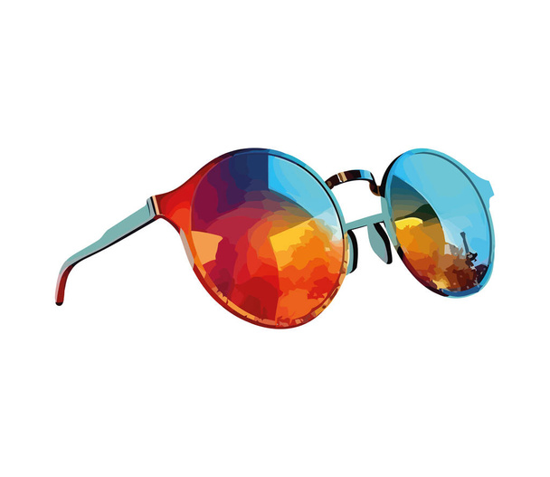 Las gafas de sol teñidas reflejan el icono de elegancia de verano aislado - Vector, imagen