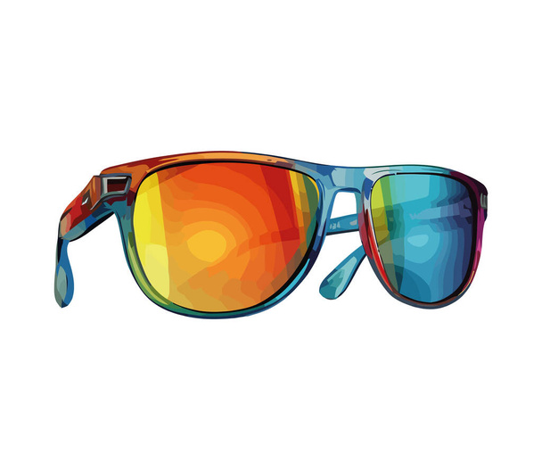 Fashionable glasses, shiny lenses, summer style icon isolated - Vector, Image