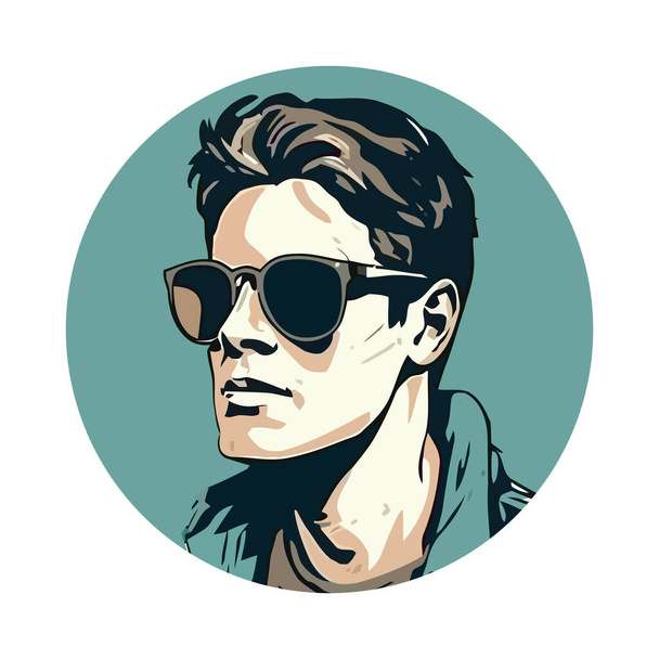 Fashionable man wear modern sunglasses icon isolated - Vector, imagen