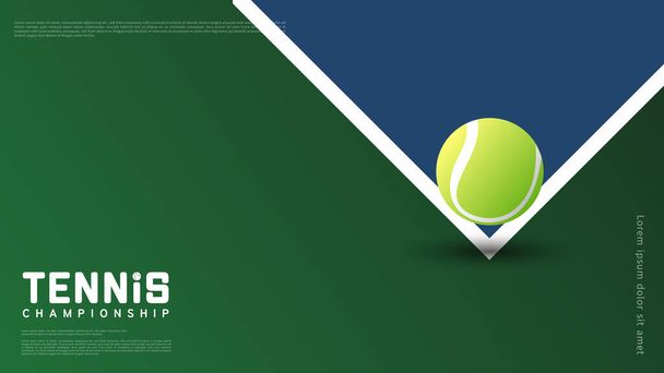 Tenisový míček na pozadí tenisového kurtu Ilustrace pro použití v on-line sportovních akcích, Ilustrační vektor EPS 10 - Vektor, obrázek