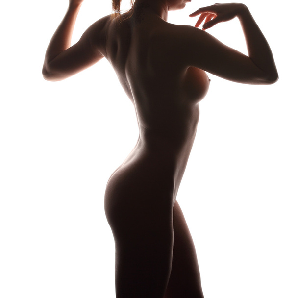 luxuriant nude woman in topless and brown hair posing - Фото, зображення
