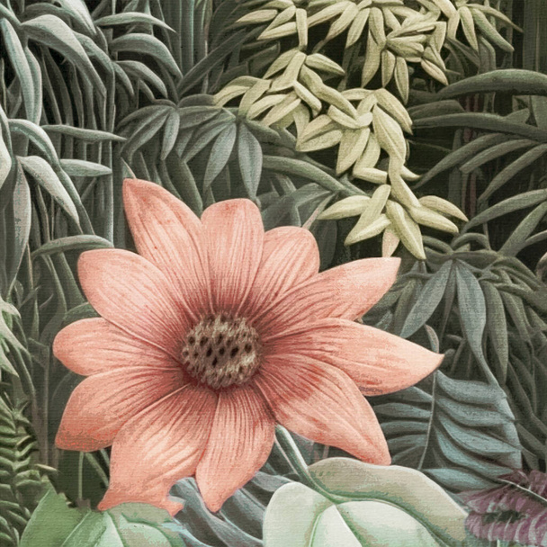Watercolor painting on canvas. Printable botanical illustration, fabric pattern, for use in graphic arts. - 写真・画像