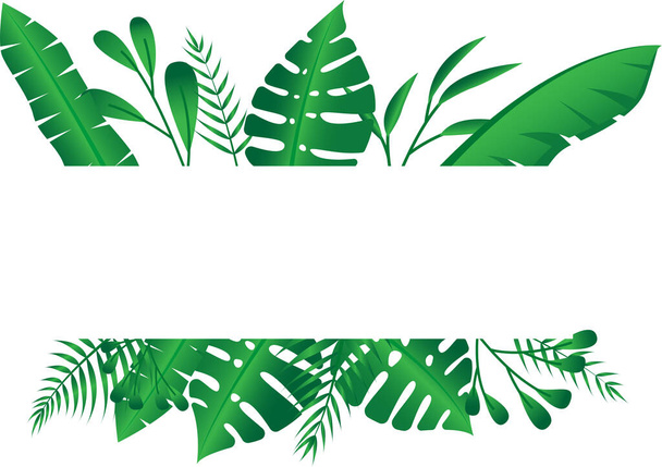 ベクトルフラワーフレームフォレストシダ熱帯の葉の葉 - ベクター画像