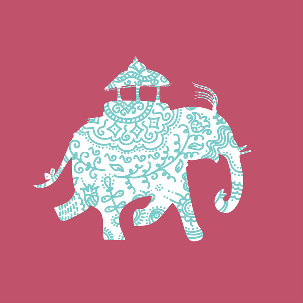 Silueta de elefante ornamental
 - Vector, Imagen
