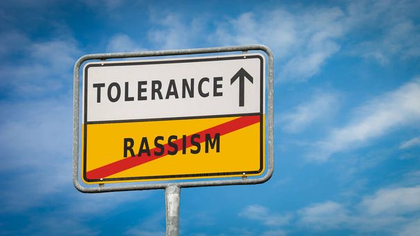 Ulice podepsat směr tolerance versus Rassismus - Fotografie, Obrázek
