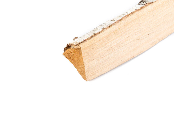 Birch firewood tree log on white background - Фото, изображение