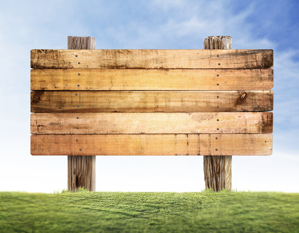 Пустой деревянный знак висит - Фото, изображение