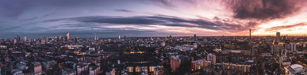 Dramatic London Sunset Panorama Drone - Photo, Image