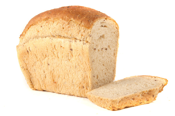 bochenek chleba pieczenia pysznych na białym tle - Zdjęcie, obraz