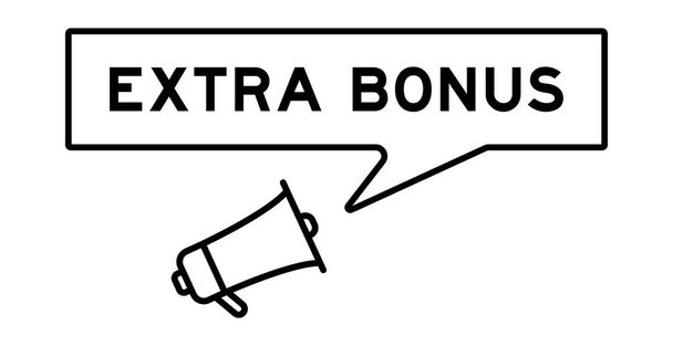 Icono de megáfono con burbuja de voz en la palabra bono extra sobre fondo blanco - Vector, Imagen