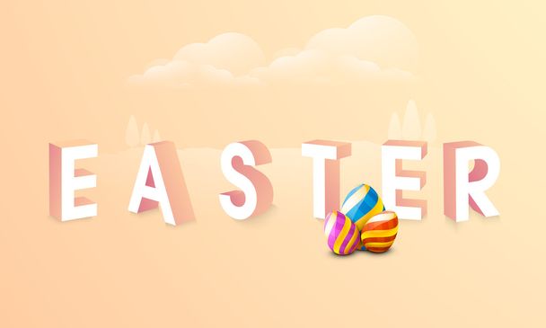 Poster or banner design for Happy Easter celebration. - Vetor, Imagem